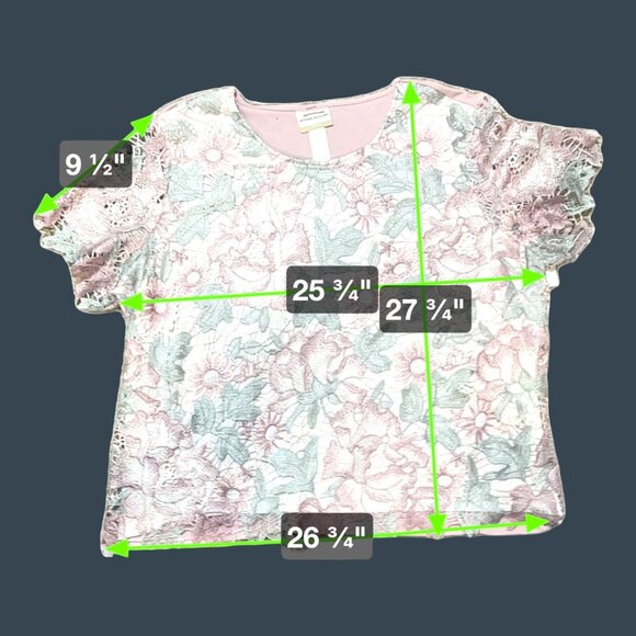 Alfred Dunner Woman Primrose Garden Floral Lace Top 2X Pink NEW Short Sleeve - Picture 7 of 7